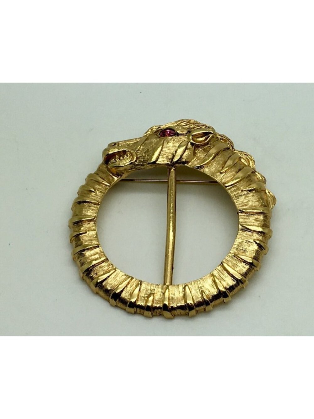 Zebra Horse Dragon Brooch Scarf Holder Ouroborus Gold Tone Textured Pin